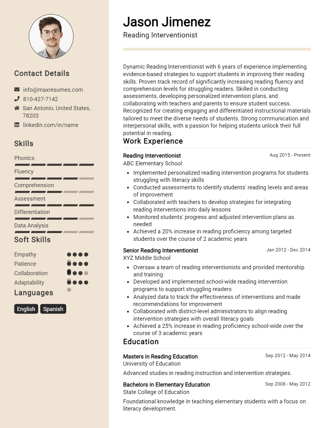 reading-interventionist-resume-sample