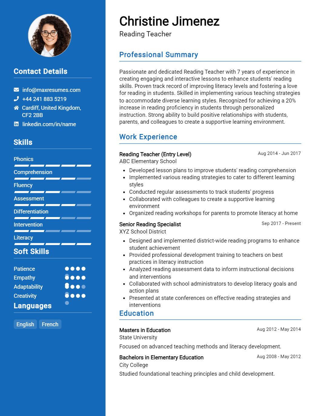 reading-teacher-resume-sample