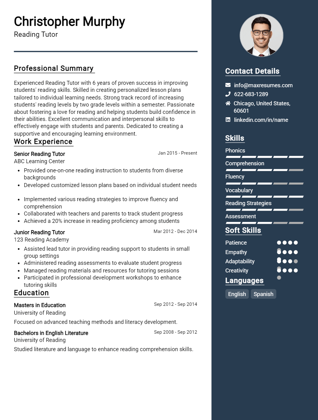 reading-tutor-resume-sample
