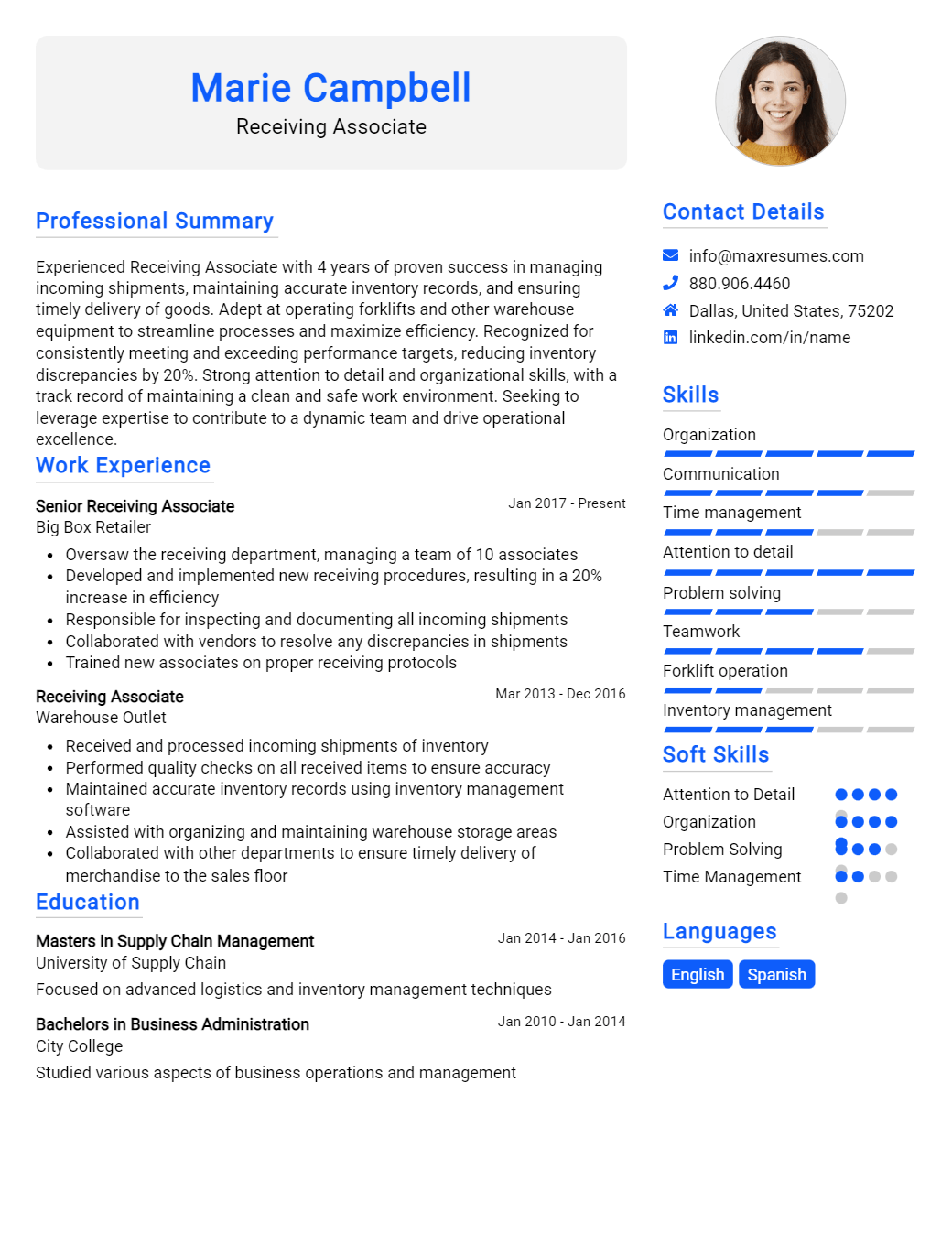 receiving-associate-resume-sample