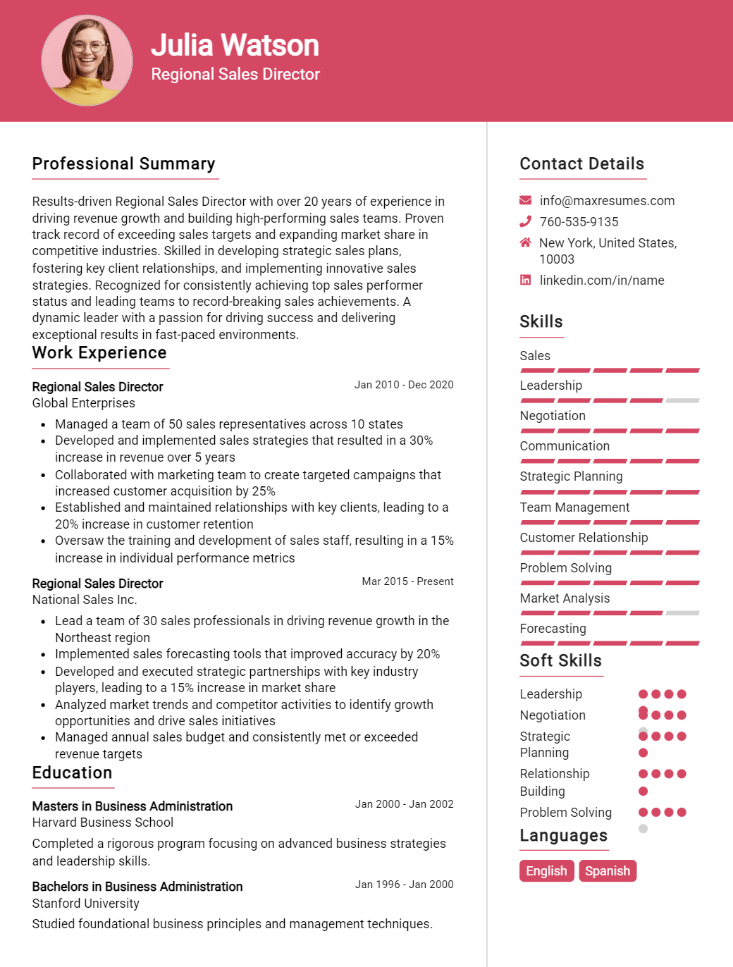 regional-sales-director-resume-sample