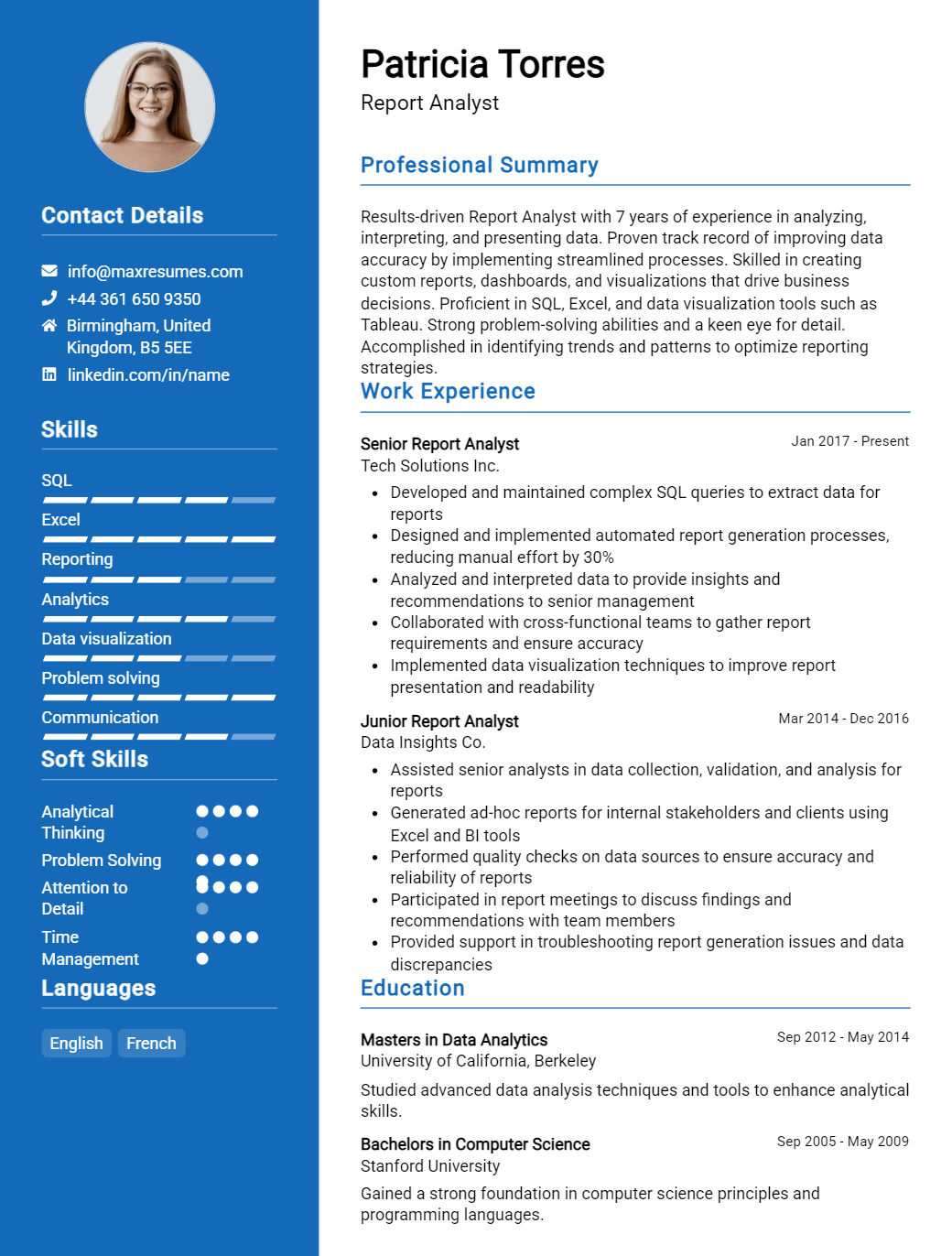 report-analyst-resume-sample