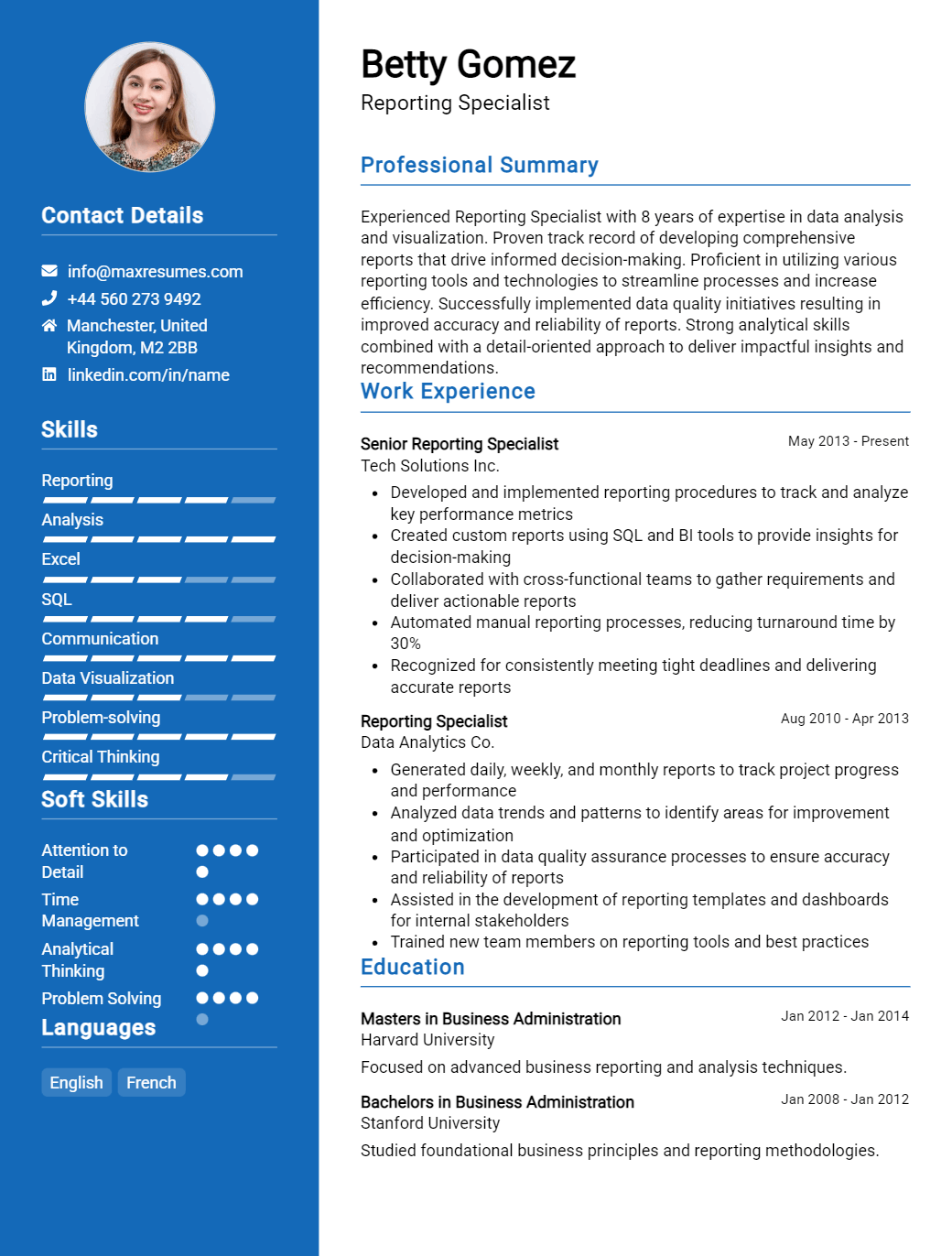 reporting-specialist-resume-sample