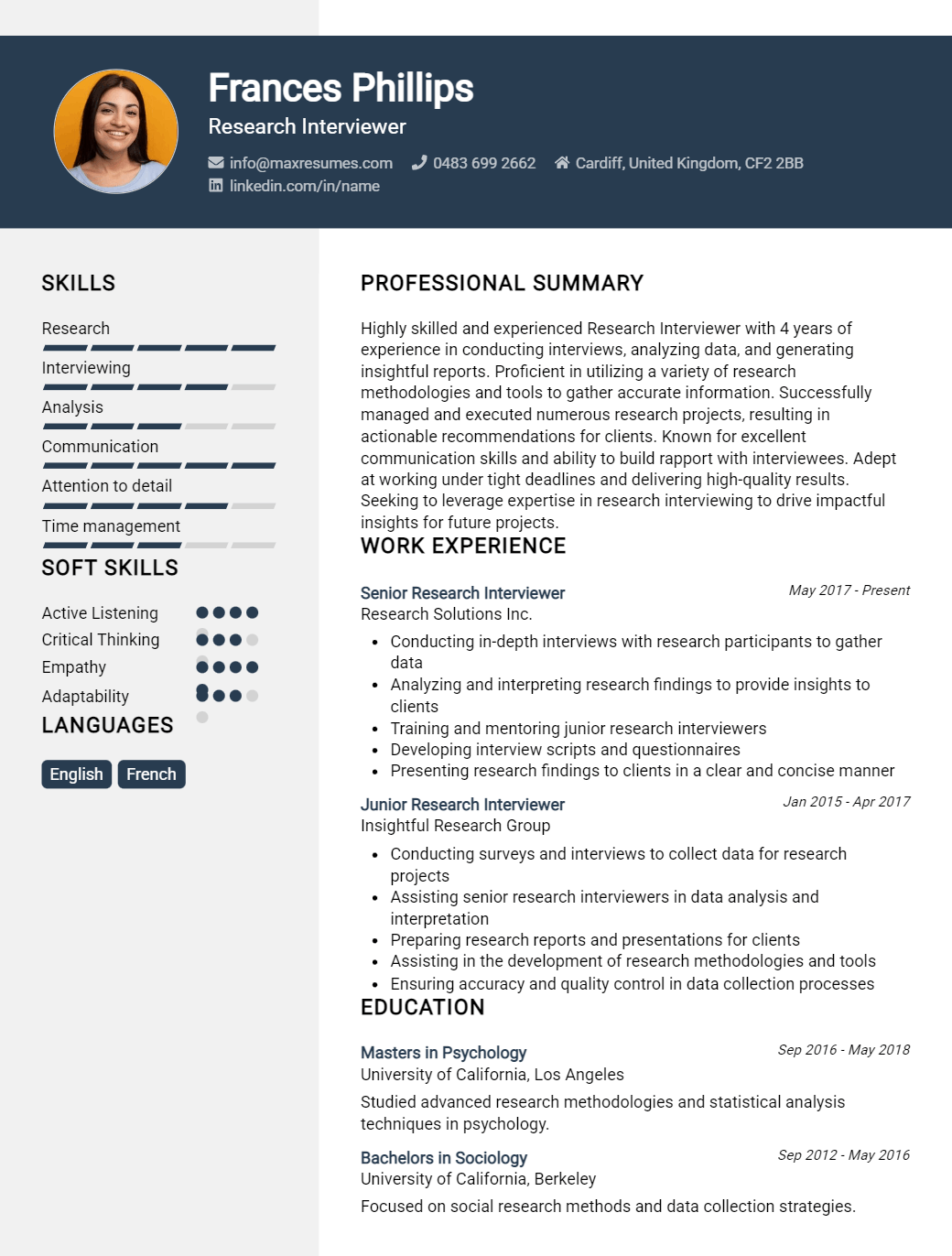 research-interviewer-resume-sample