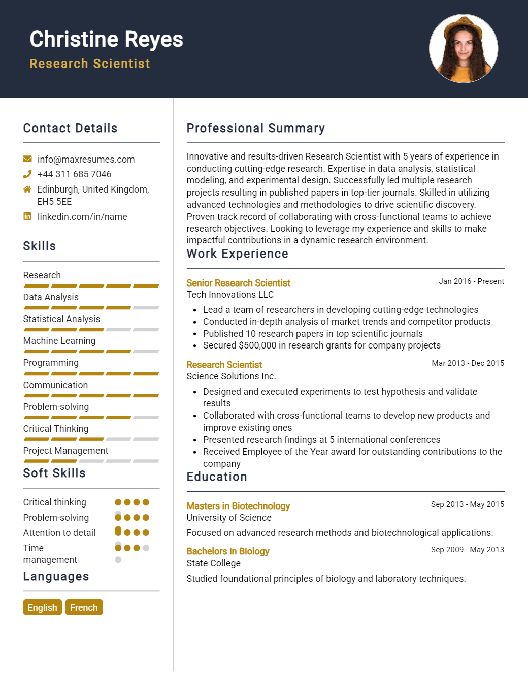 research-scientist-resume-sample
