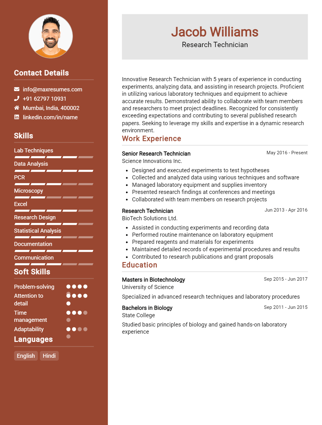 research-technician-resume-sample