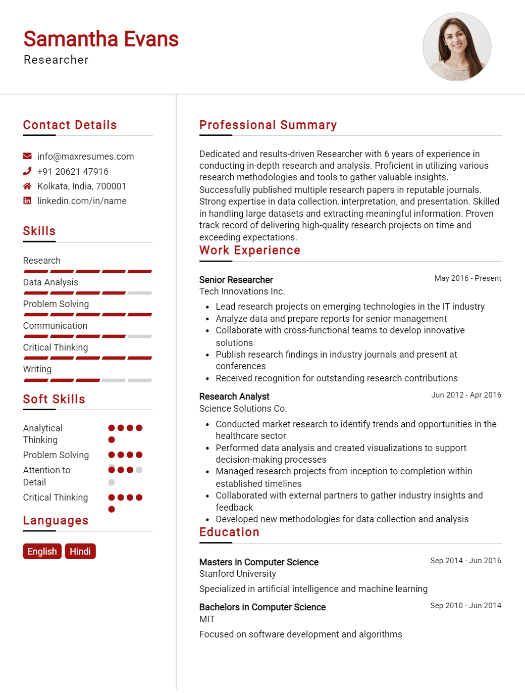 researcher-resume-sample
