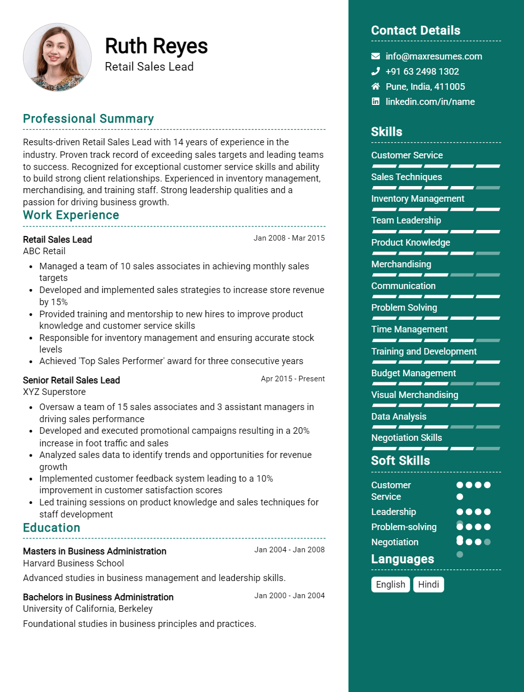 retail-sales-lead-resume-sample