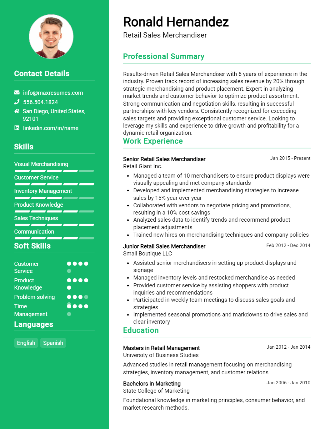 retail-sales-merchandiser-resume-sample