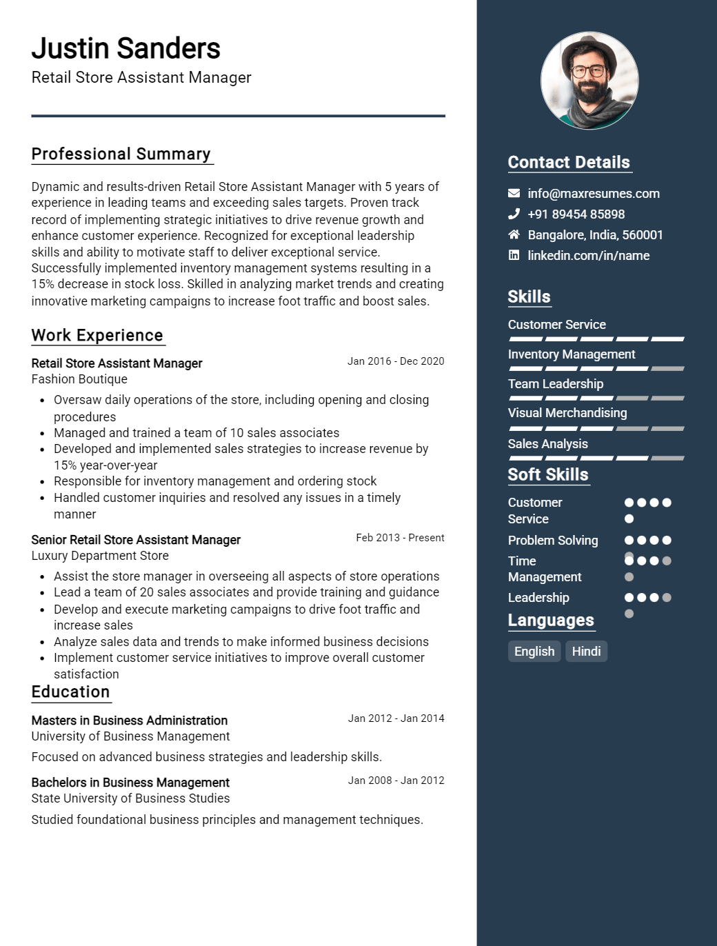 store-assistant-manager-resume-sample