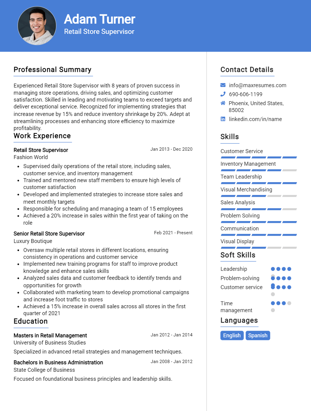 retail-store-supervisor-resume-sample