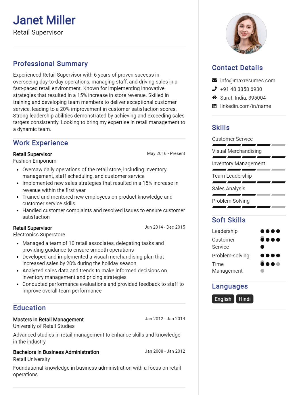 retail-supervisor-resume-sample
