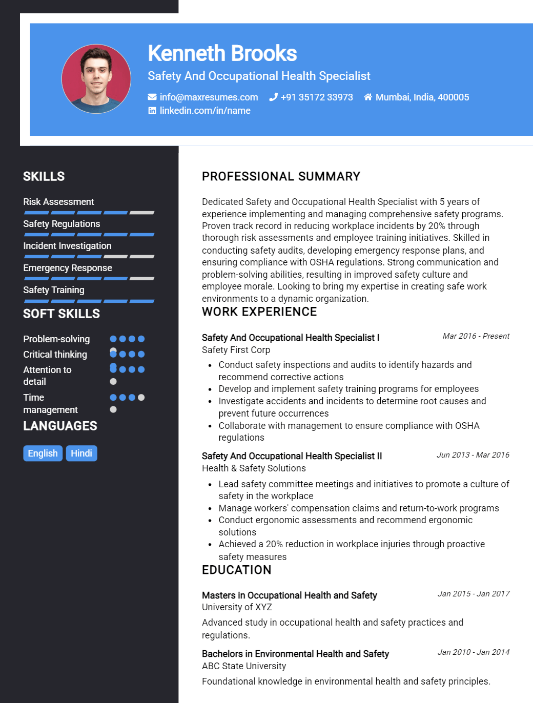 safety-and-occupational-health-specialist-resume-sample