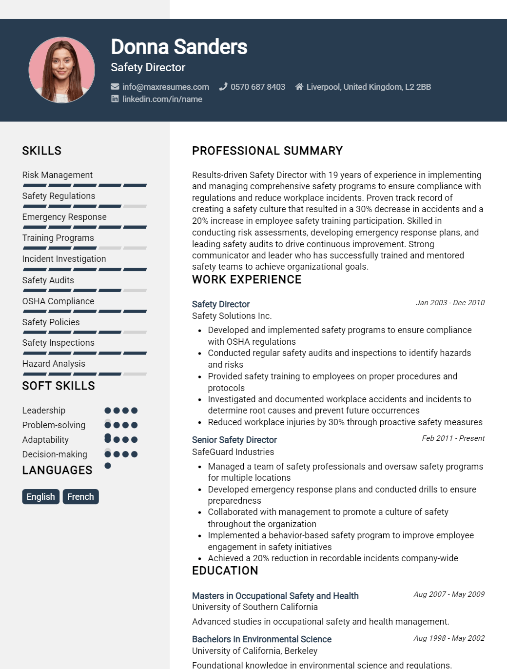 safety-director-resume-sample