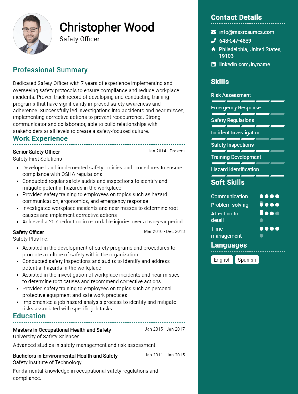 safety-officer-resume-sample