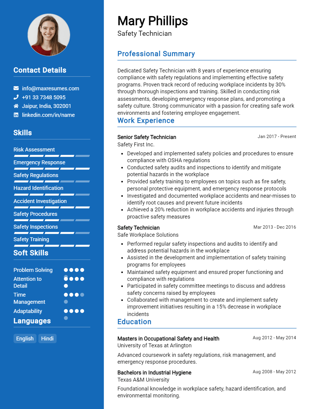 safety-technician-resume-sample