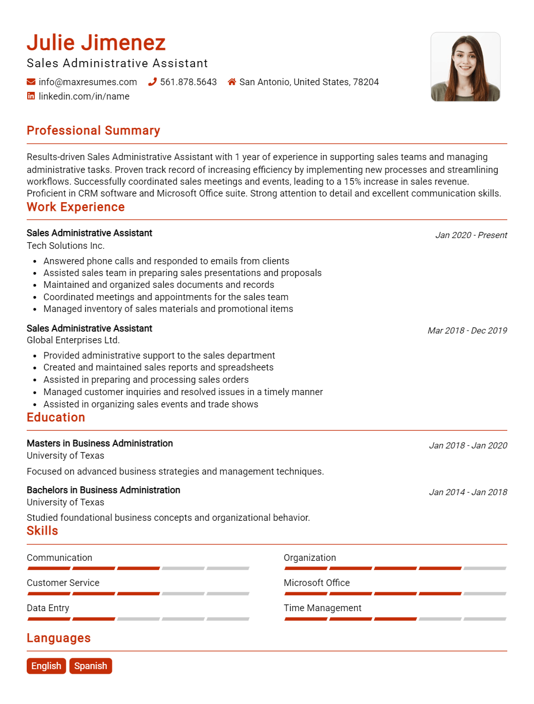 sales-administrative-assistant-resume-sample