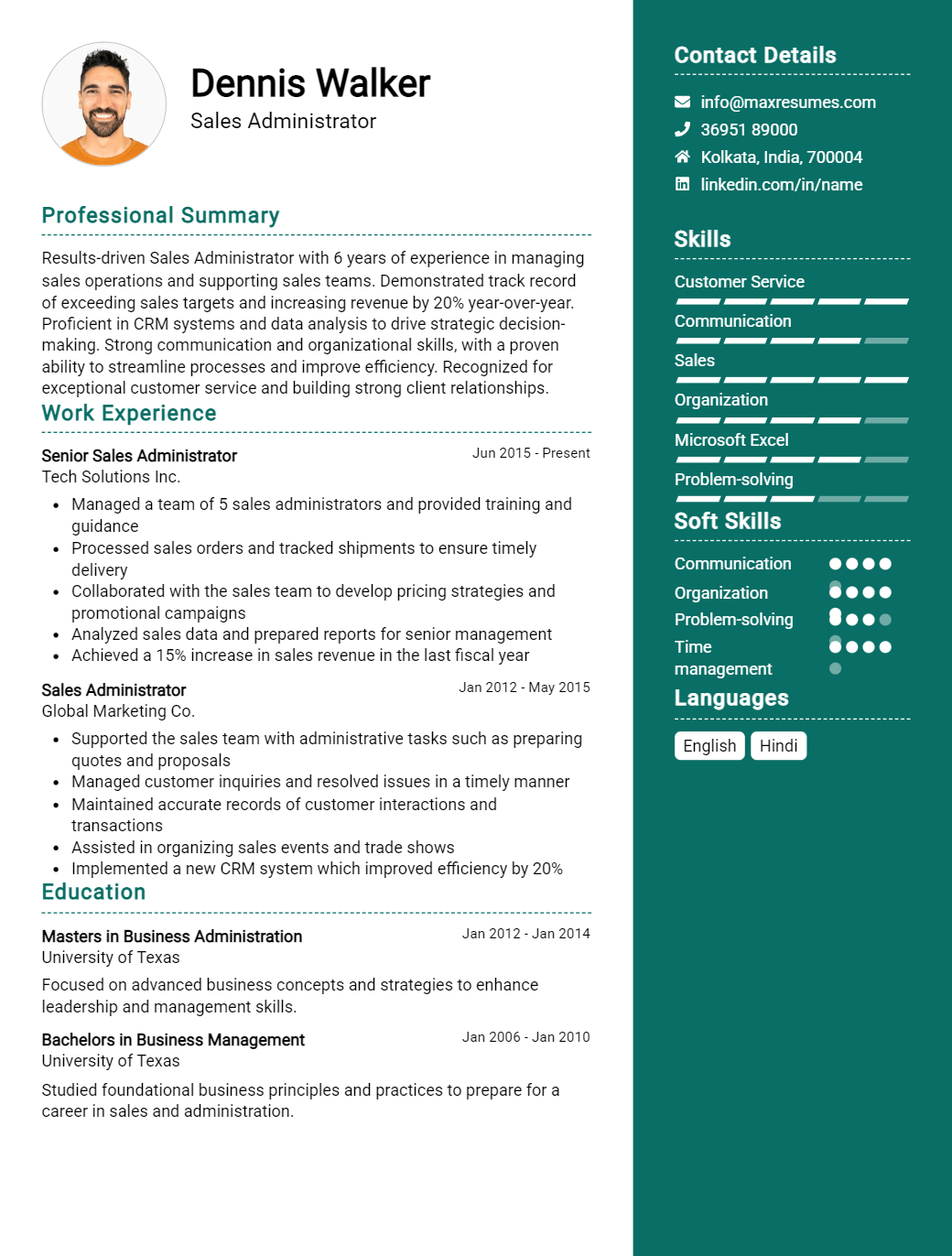 sales-administrator-resume-sample