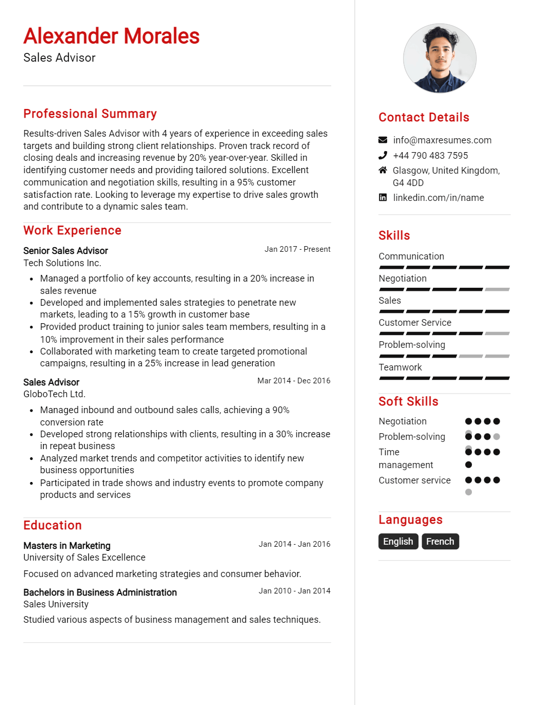 sales-advisor-resume-sample