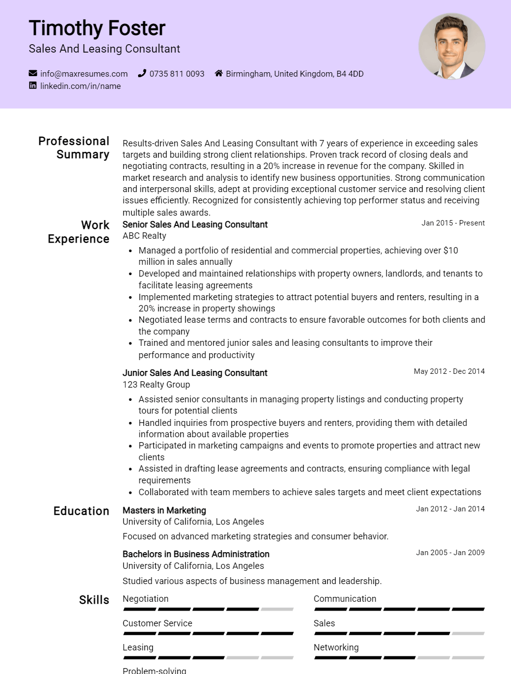 sales-and-leasing-consultant-resume-sample
