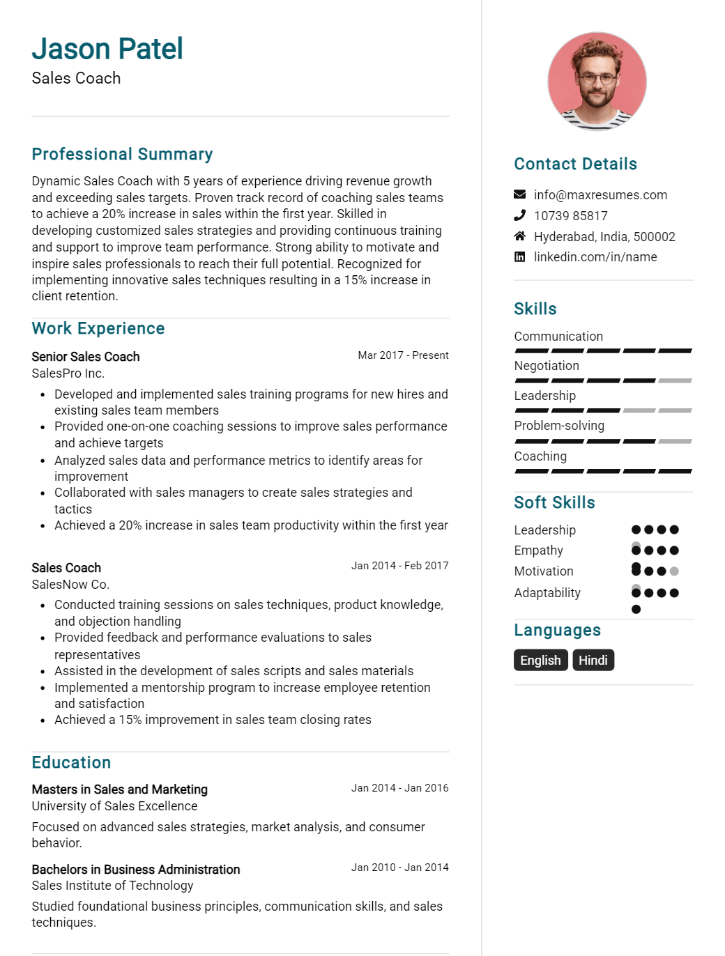 sales-coach-resume-sample