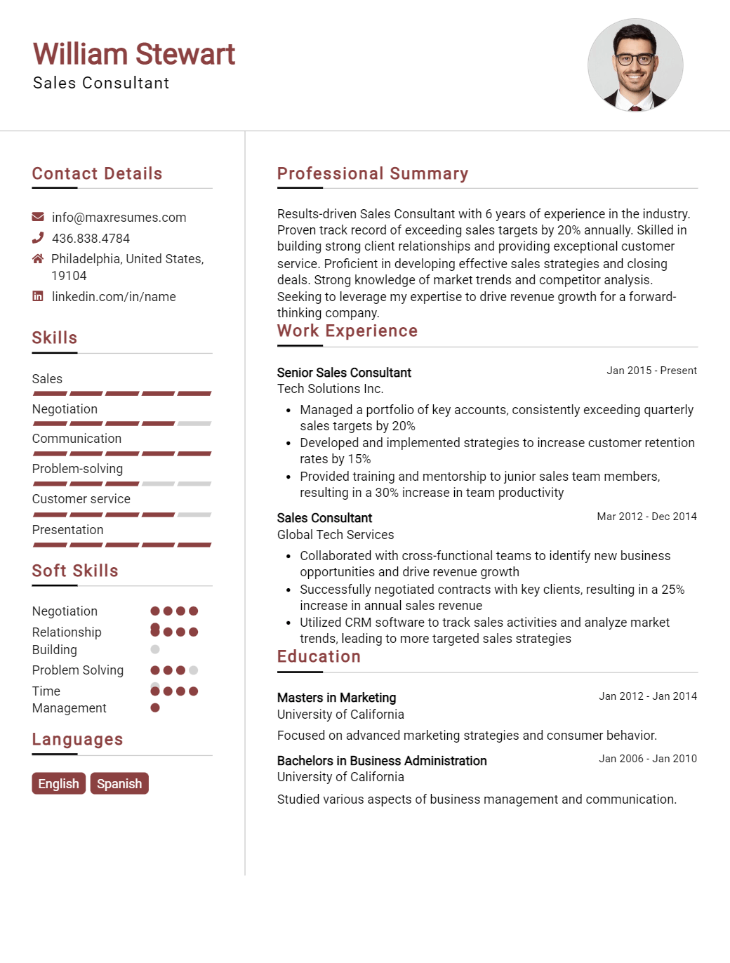 sales-consultant-resume-sample