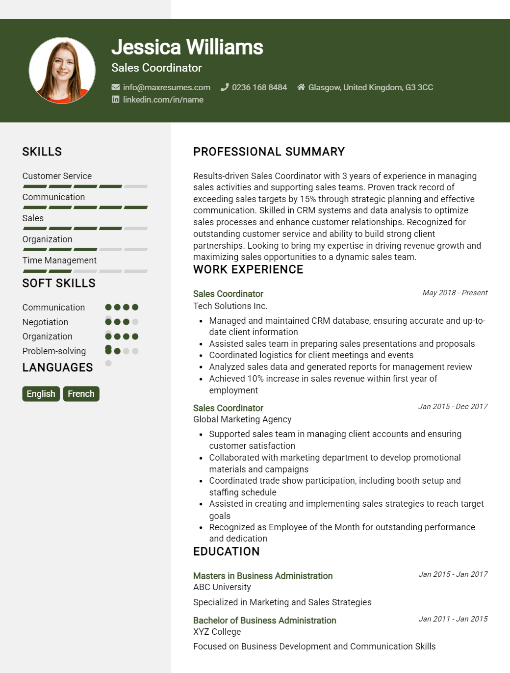 sales-coordinator-resume-sample