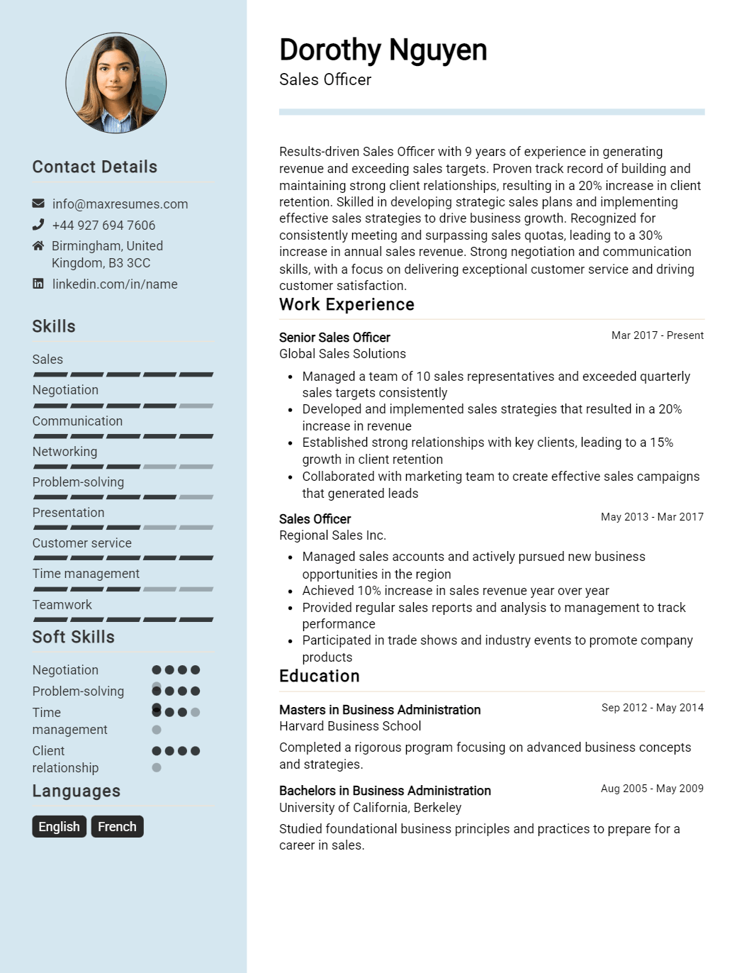 sales-officer-resume-sample