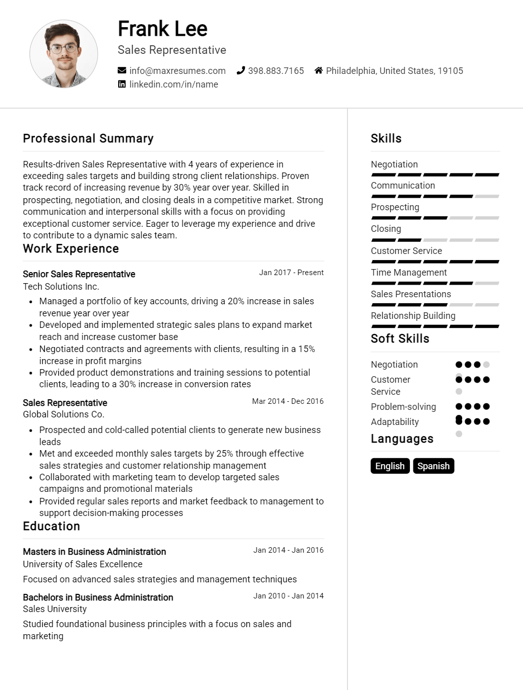 sales-representative-resume-sample