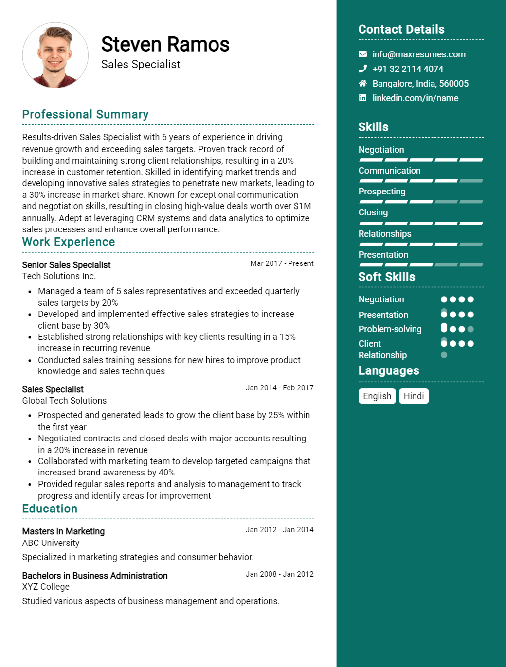 sales-specialist-resume-sample
