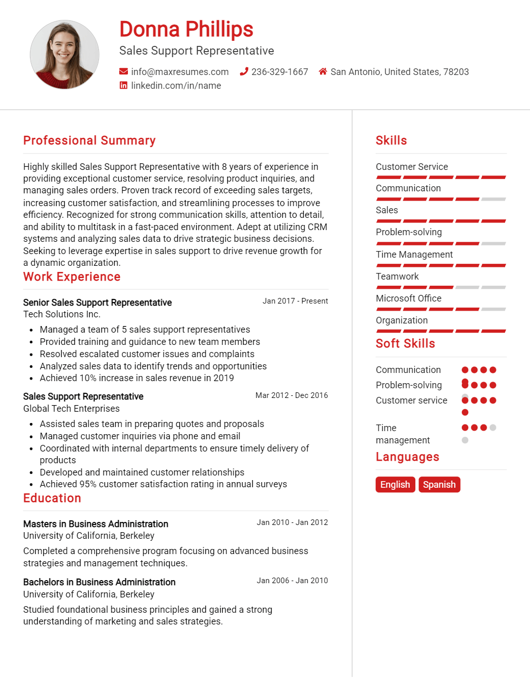 sales-support-representative-resume-sample