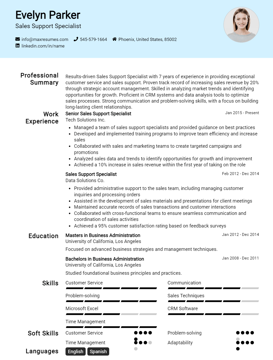 sales-support-specialist-resume-sample