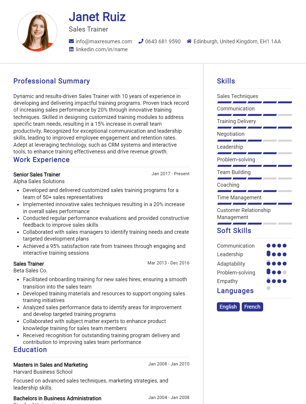 sales-trainer-resume-sample