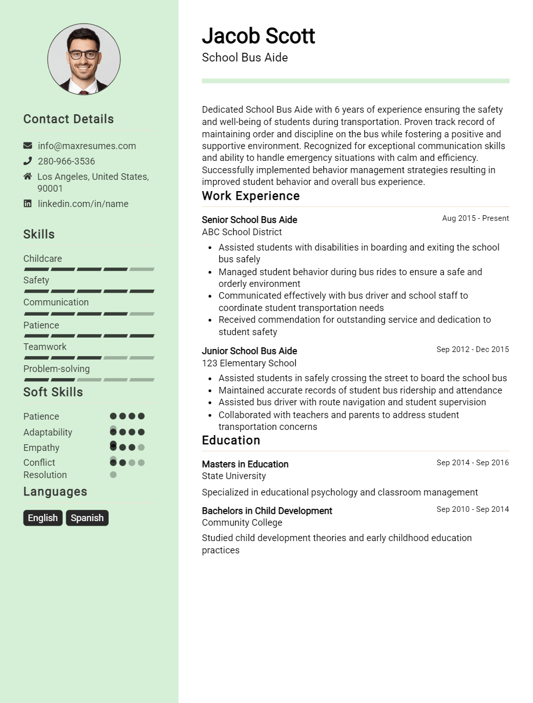 school-bus-aide-resume-sample