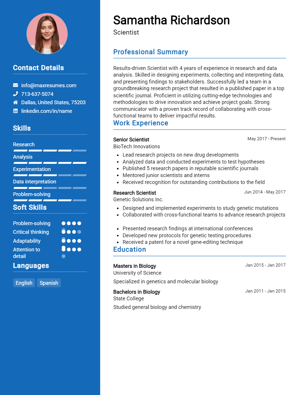 scientist-resume-sample