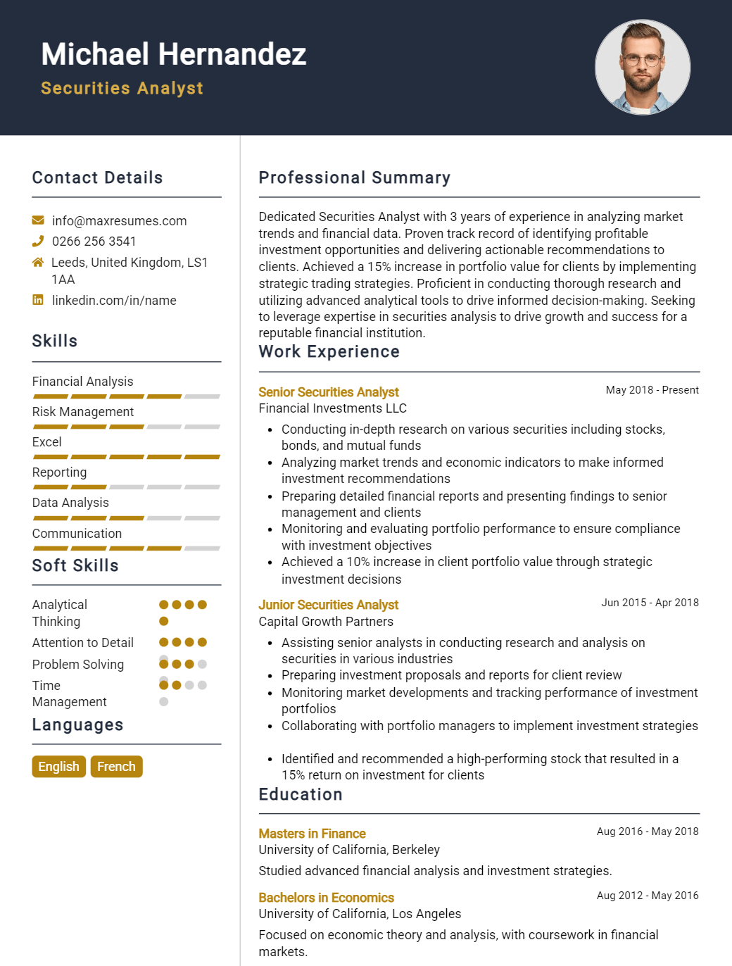 securities-analyst-resume-sample