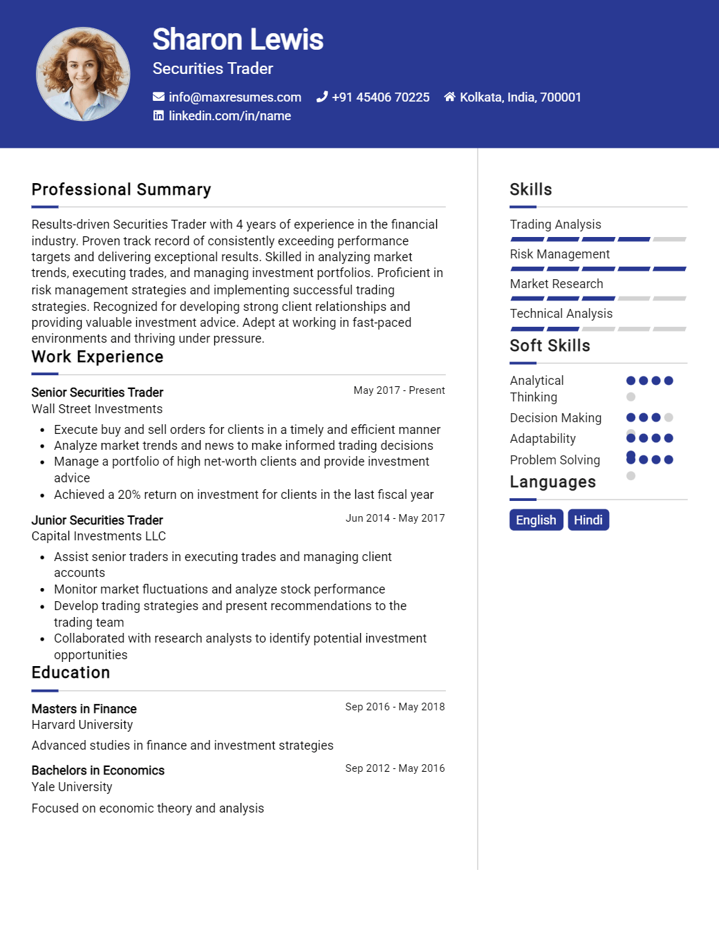 securities-trader-resume-sample