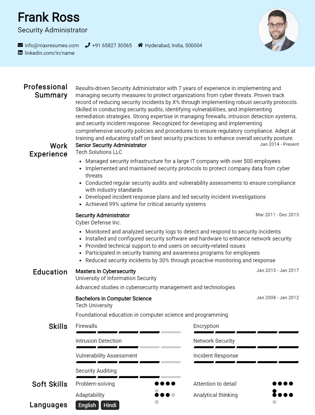 security-administrator-resume-sample