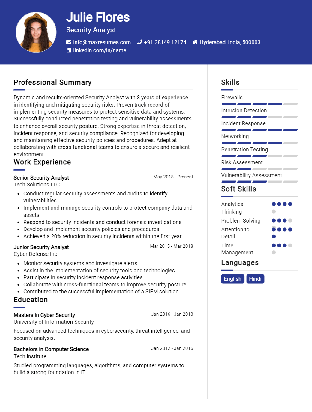 security-analyst-resume-sample