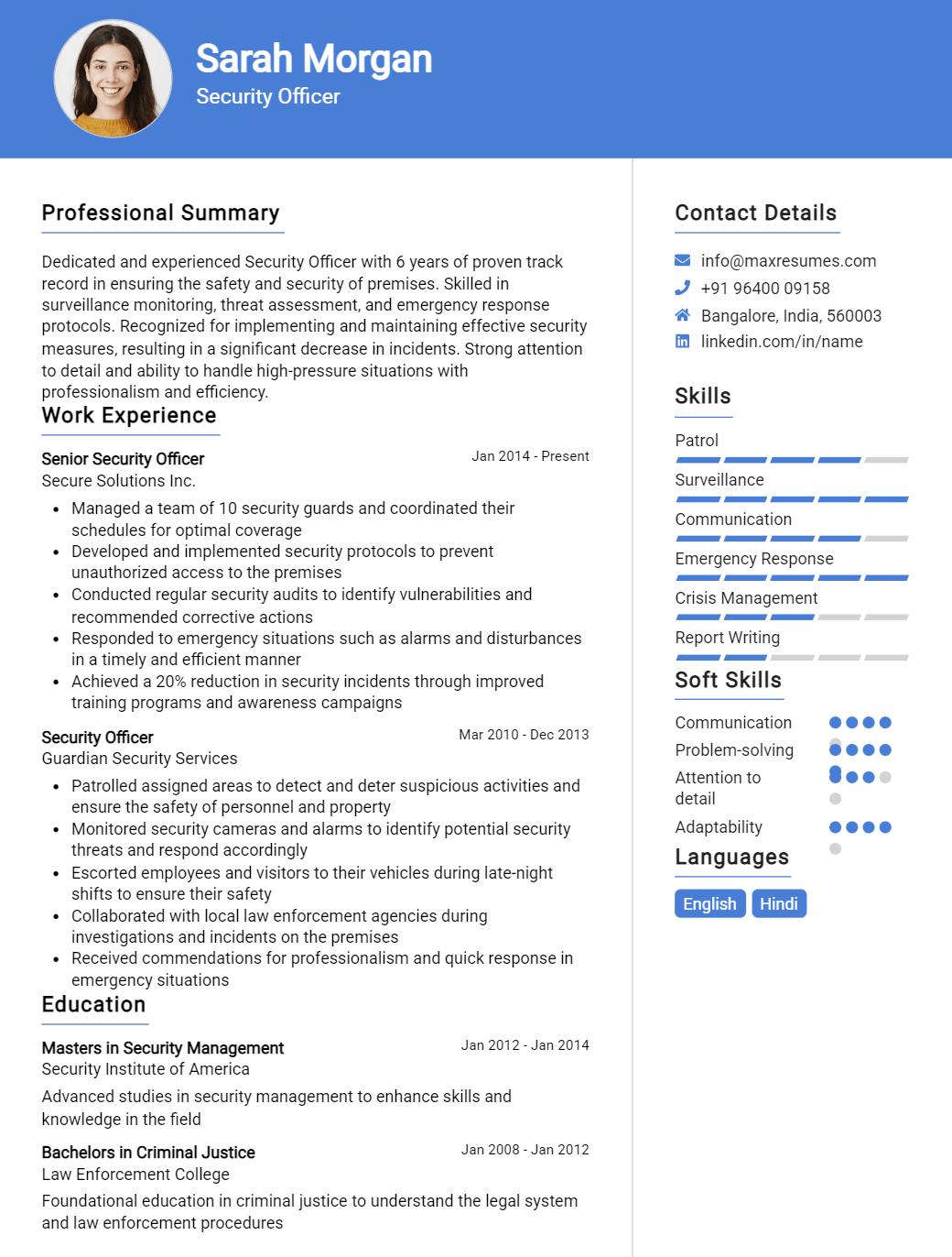 security-officer-resume-sample