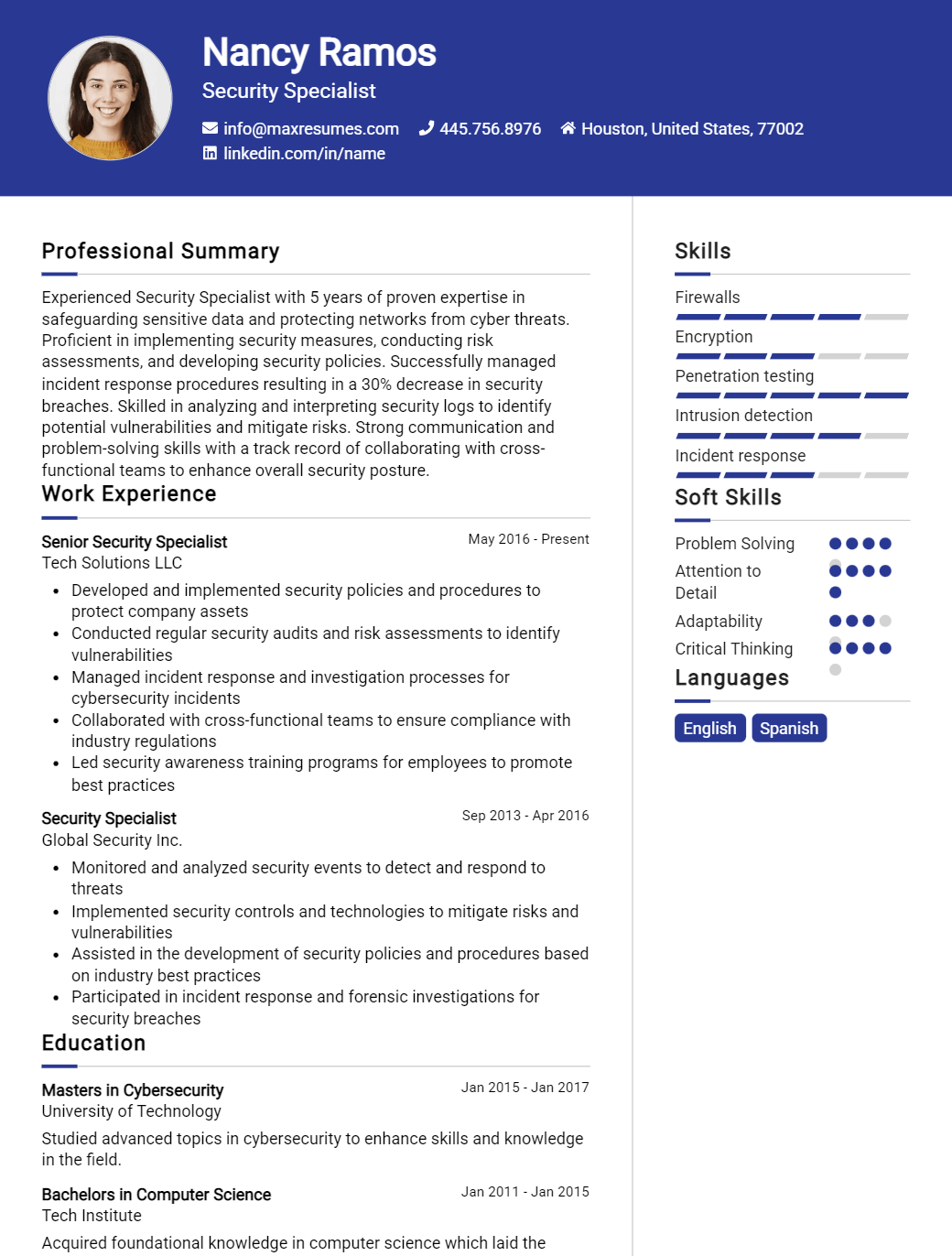 security-specialist-resume-sample