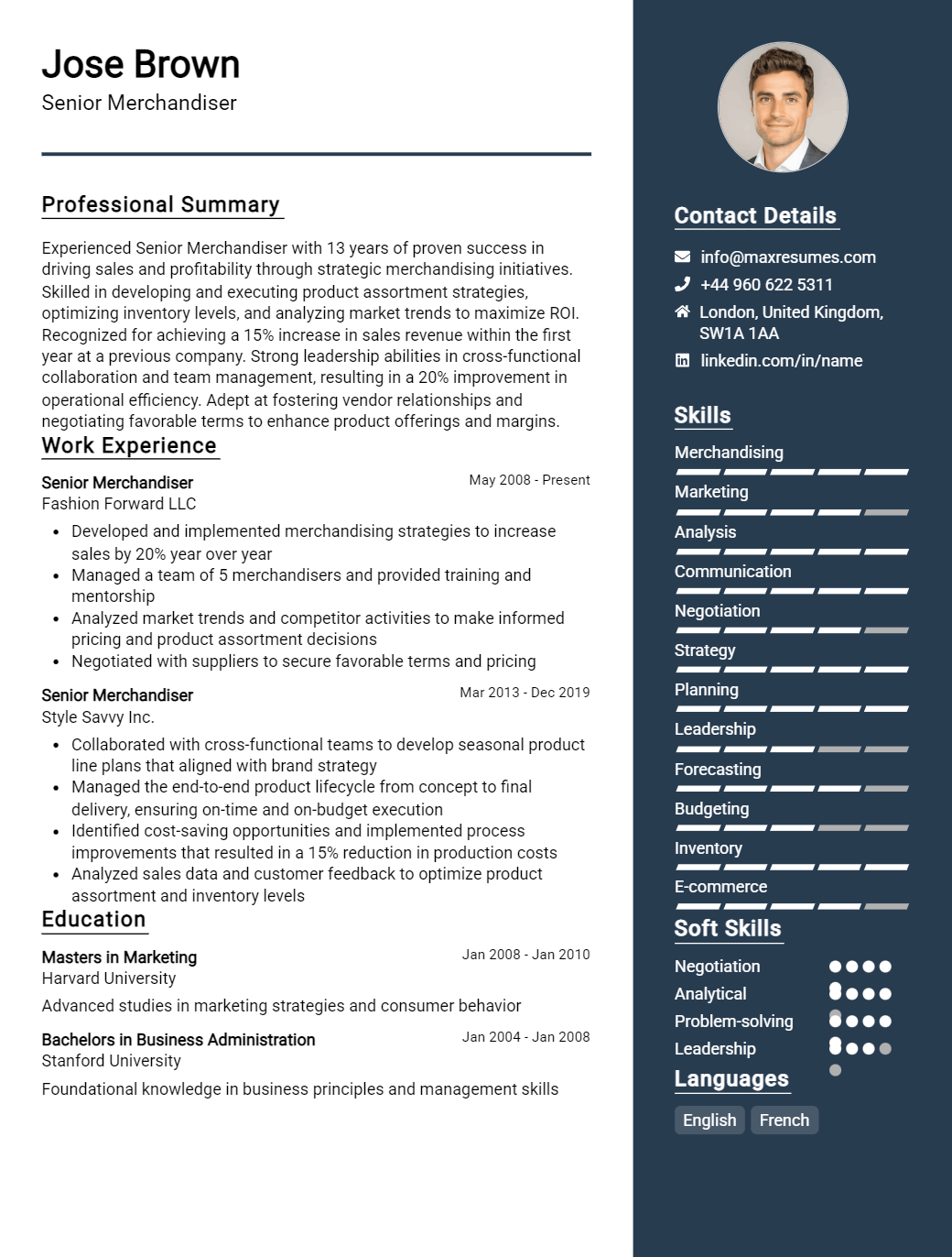 senior-merchandiser-resume-sample