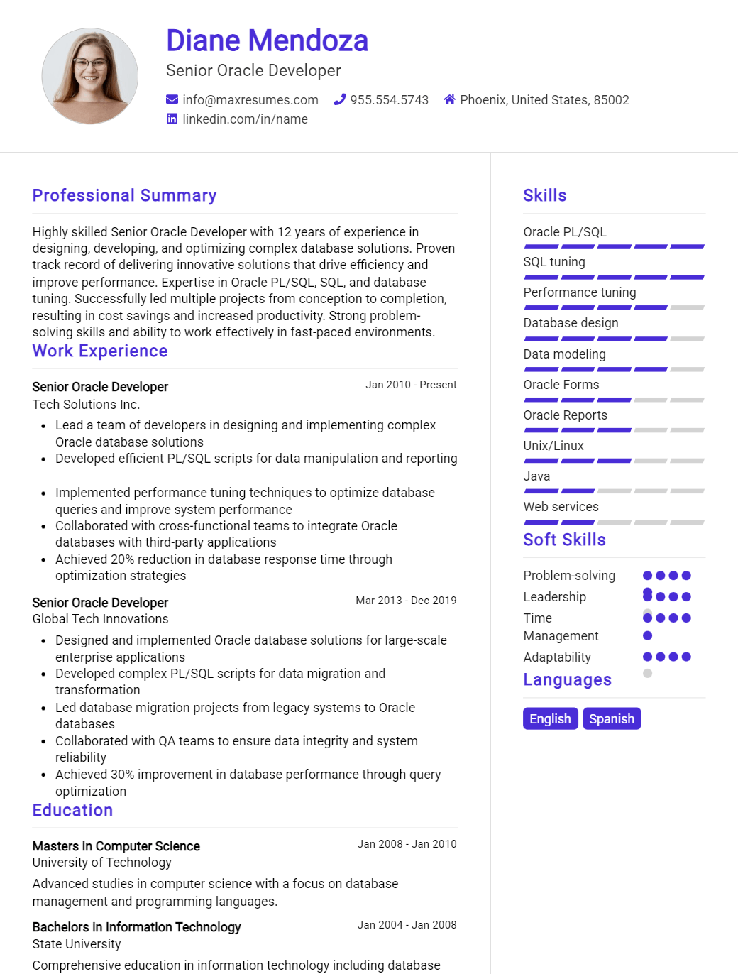 senior-oracle-developer-resume-sample