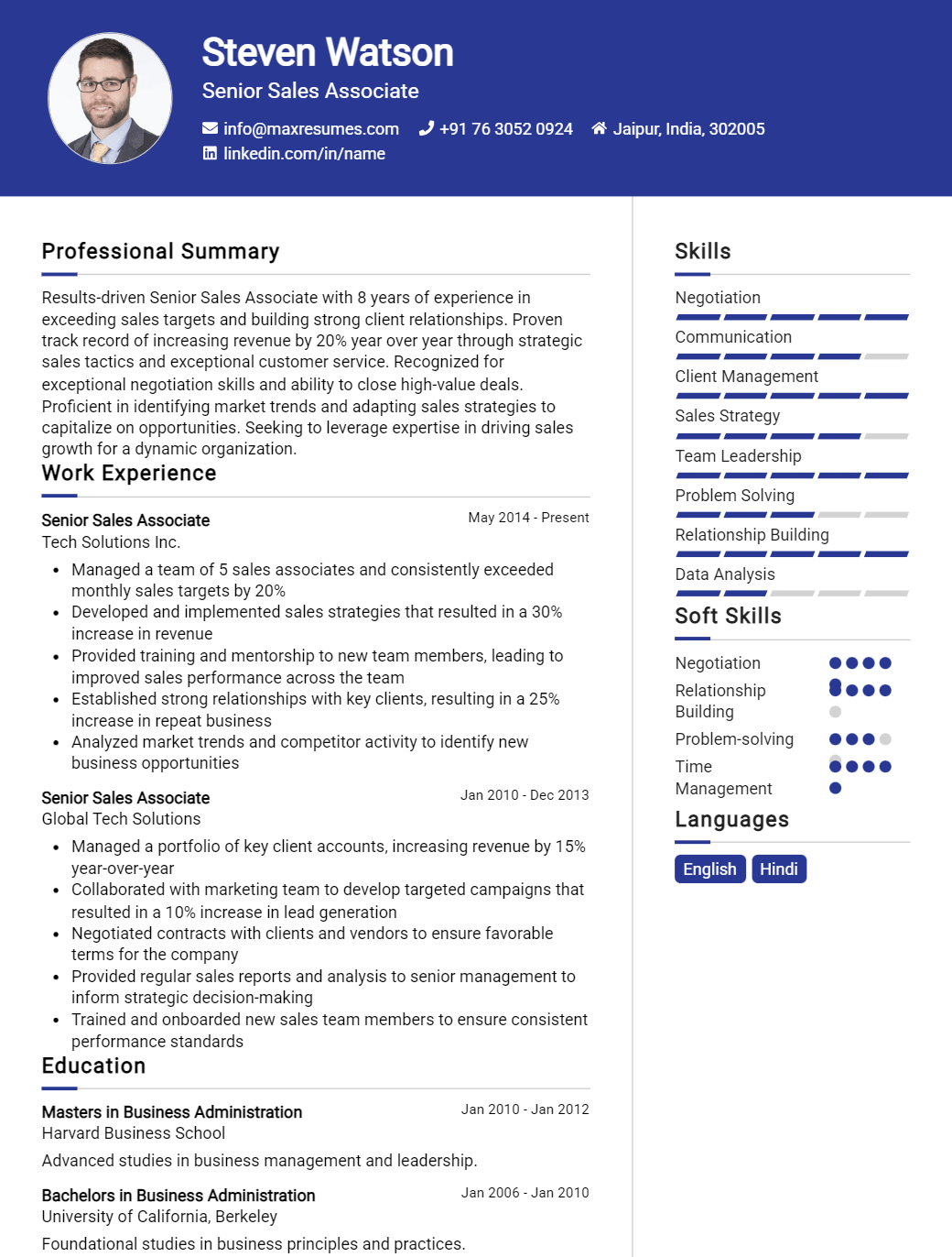 senior-sales-associate-resume-sample