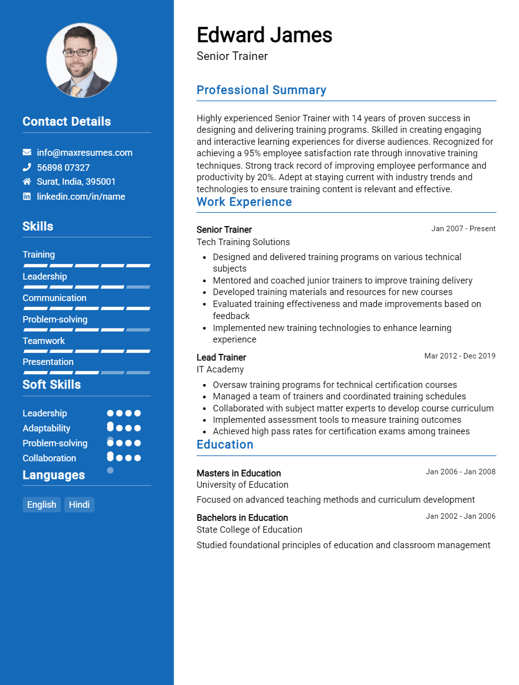 senior-trainer-resume-sample
