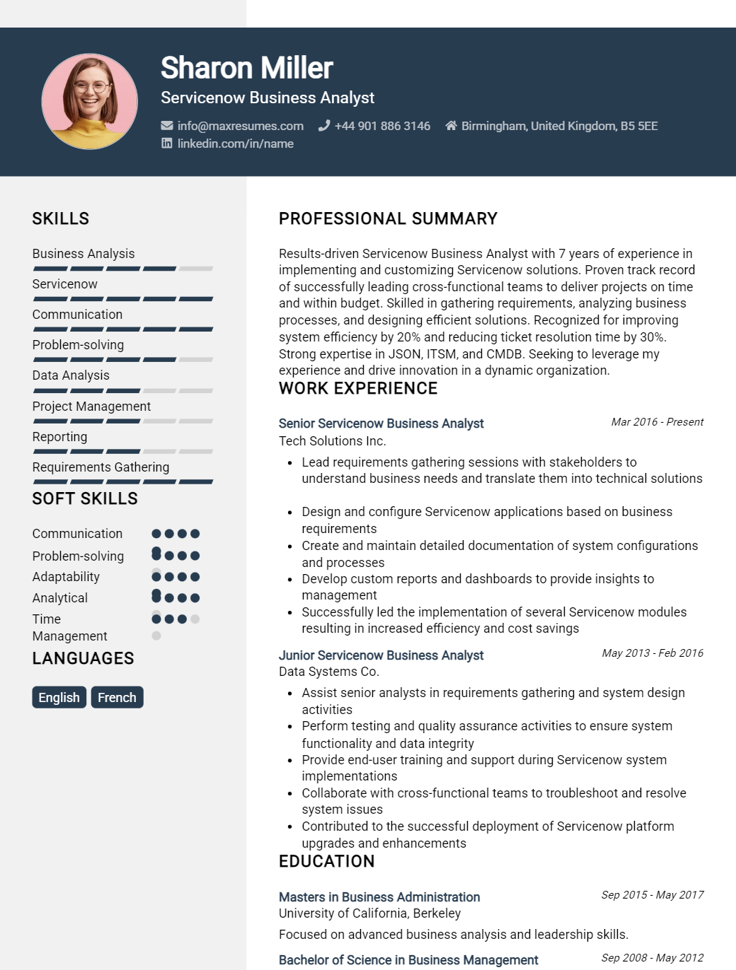 servicenow-business-analyst-resume-sample
