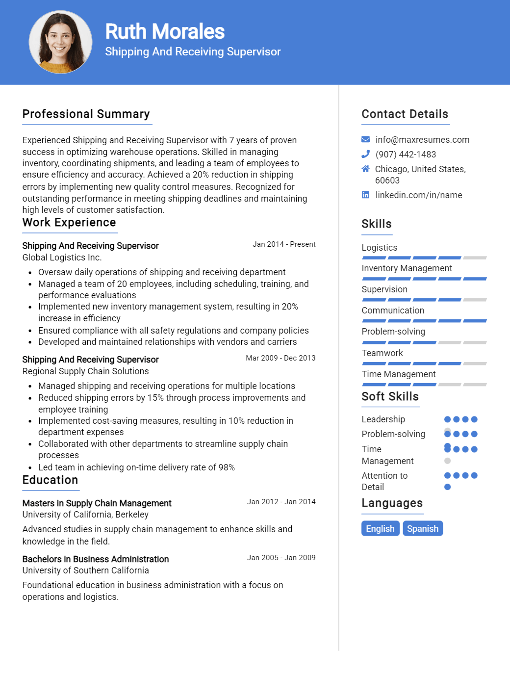 shipping-and-receiving-supervisor-resume-sample