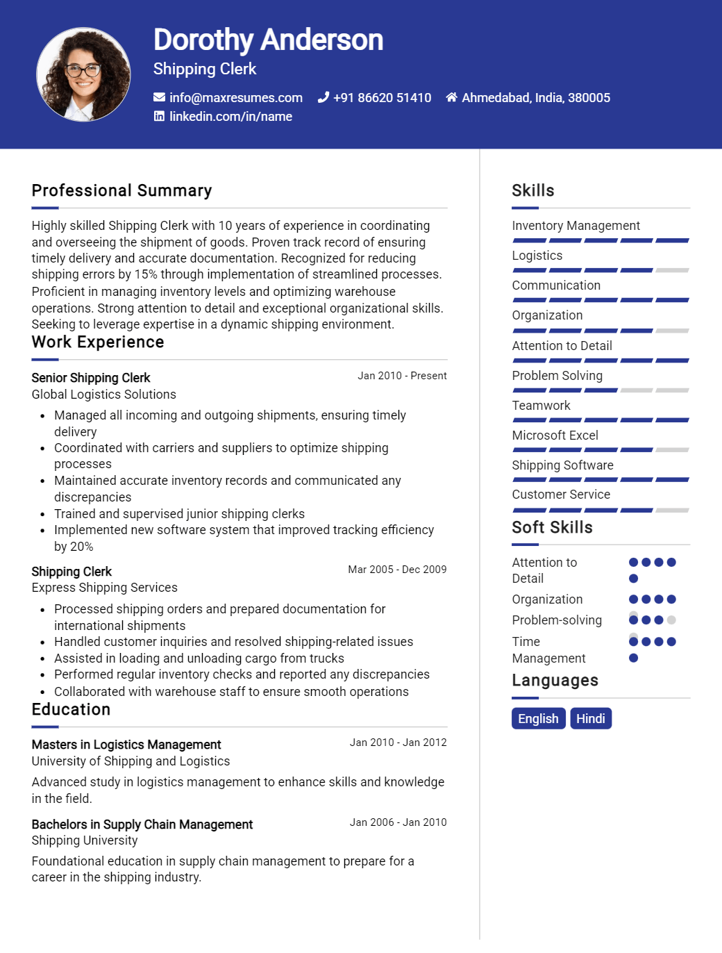 shipping-clerk-resume-sample