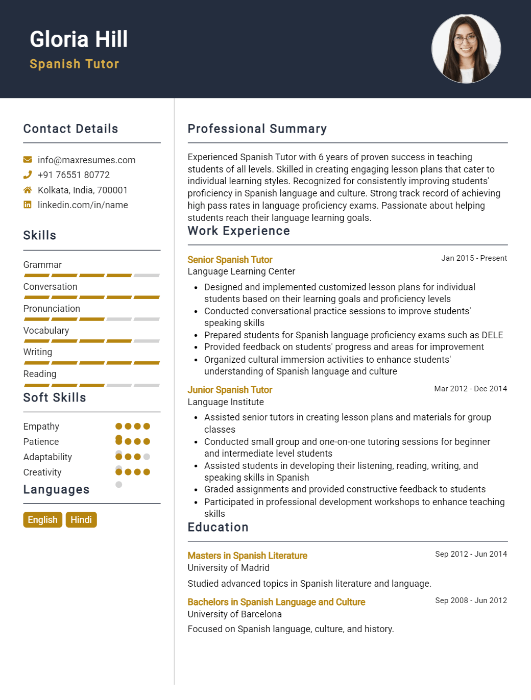 spanish-tutor-resume-sample