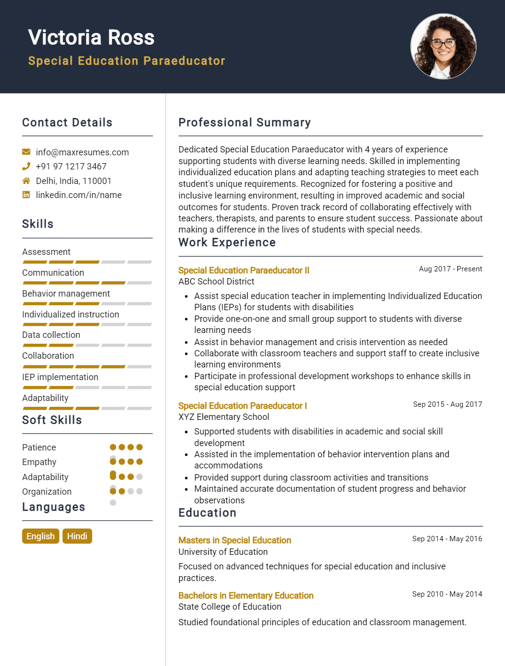 special-education-paraeducator-resume-sample